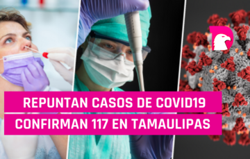  Repuntan casos de covid19, confirman 117 en Tamaulipas