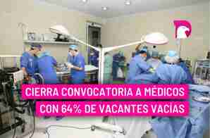  Cierra convocatoria a médicos con 64% de vacantes vacías