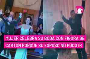  Mujer celebra su boda con figura de cartón porque su esposo no pudo ir