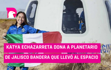  Katya Echazarreta dona a planetario de Jalisco bandera que llevó al espacio