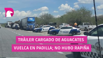  Tráiler cargado de aguacates vuelca en Padilla; no hubo rapiña