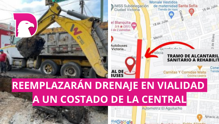  Reemplazarán drenaje en vialidad a un costado de la central