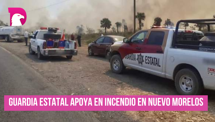  Guardia Estatal apoya en controlar incendio forestal en Nuevo Morelos