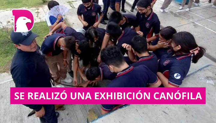  Binomio canino de la Guardia Estatal visita secundaria en Tampico