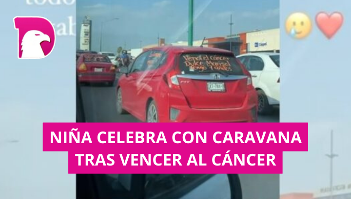  Niña celebra con caravana tras vencer al cáncer