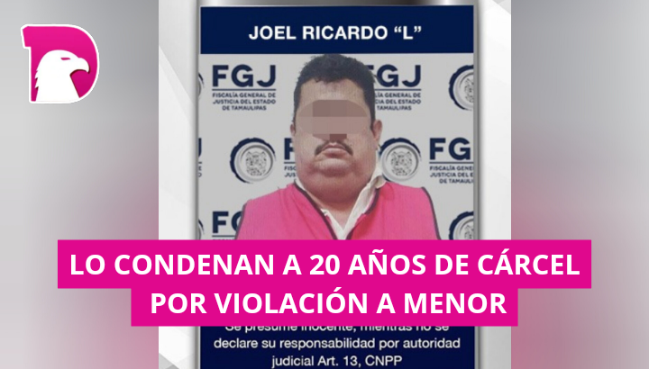  Lo condenan a 20 años de cárcel por la violación a menor