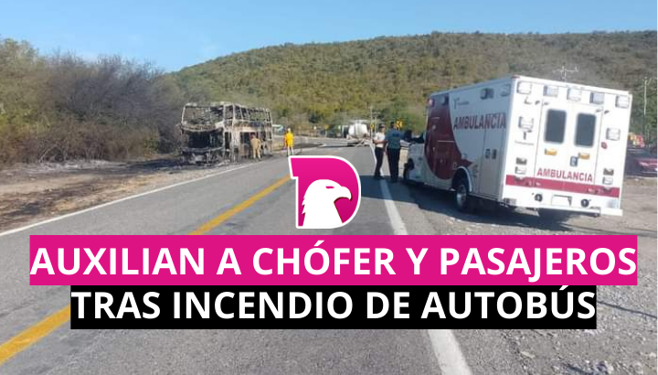  Auxilian a chófer y pasajeros tras incendio de autobús