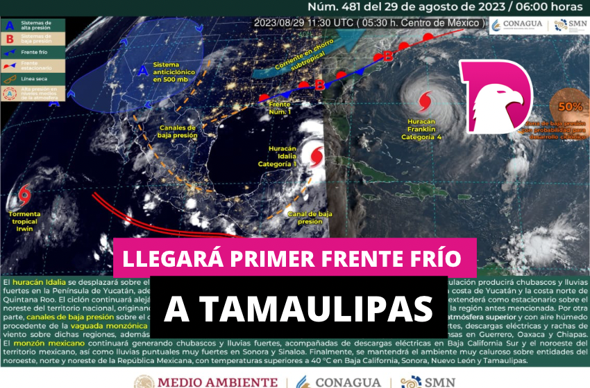  Llegará primer frente frío a Tamaulipas