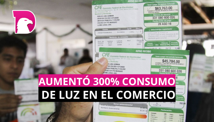  Aumentó 300% consumo de luz en el comercio