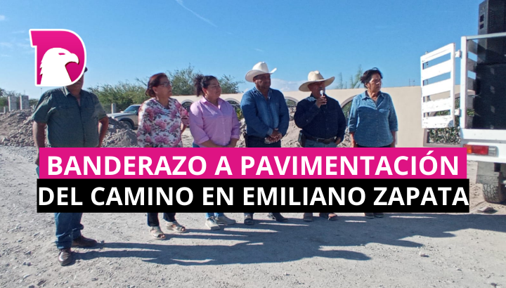  Antonio Leija Villarreal da el banderazo a pavimentación del camino en Emiliano Zapata