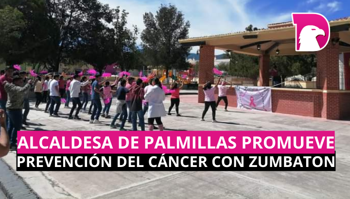  Alcaldesa de Palmillas promueve la prevención del cáncer con zumbatón