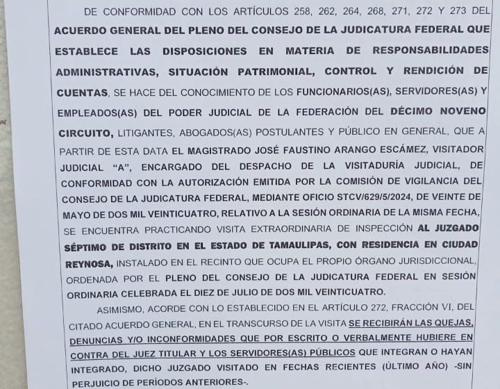  Tumban a Juez que amparó a Cabeza de Vaca