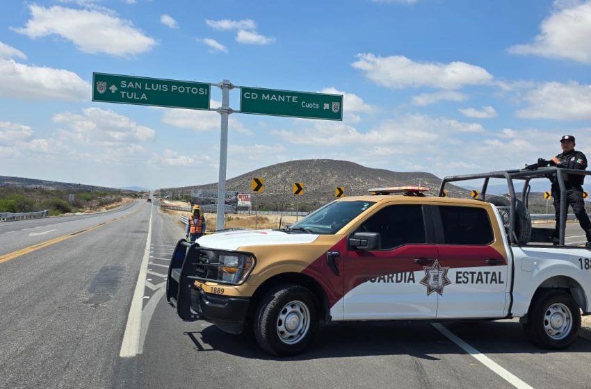  Guardia Estatal resguarda apertura parcial de autopista Tula-Mante