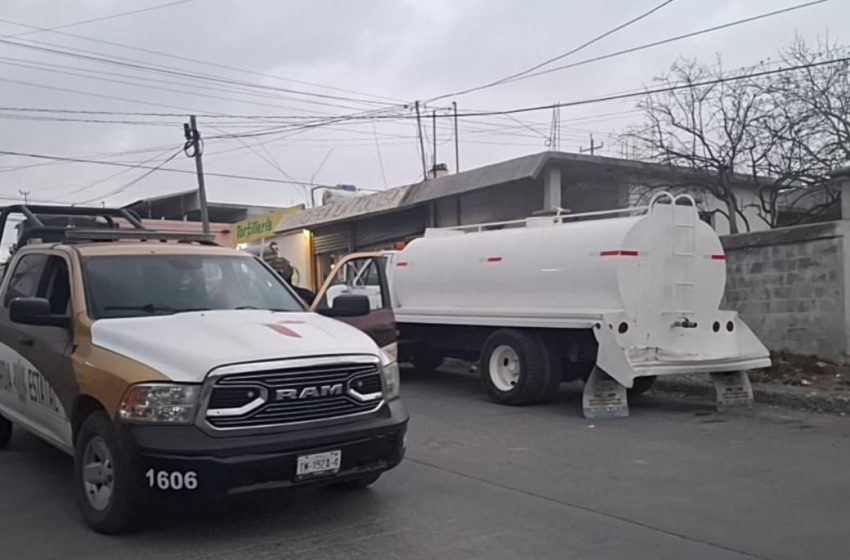  Guardia Estatal asegura pipa presuntamente responsable de derribo de cámaras en Reynosa